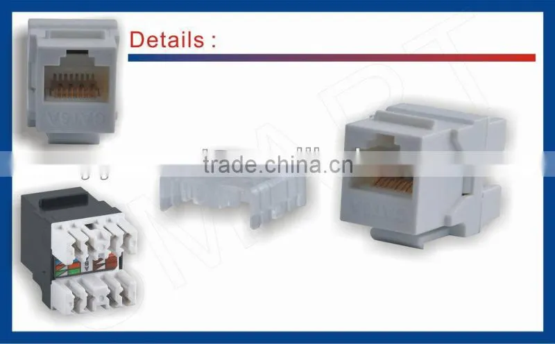 Cat6/Cat5e 110 Style 180 degree Punch Down Keystone Jack RED TAA GSA