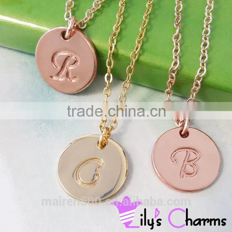 wholesale costume initial disc pendant necklace jewelry