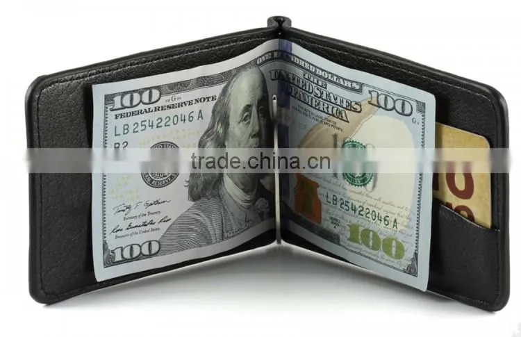 Genuine Cow Leather Money Clip and Change Holder Wallet for Men