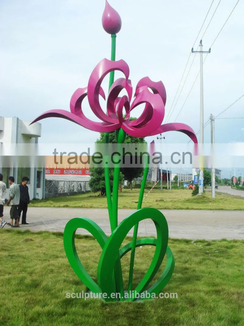Modern Large Abstract Arts Stainless steel Water lily Sculpture for Outdoor decoration