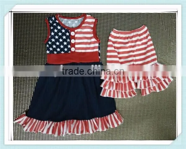 girls boutique summer clothing sets girls July 4th outfits pettiskirt and capris outfits kids clothes