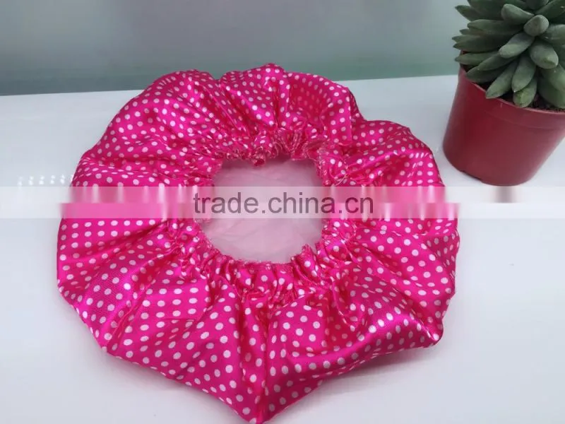 dot printed shower cap
