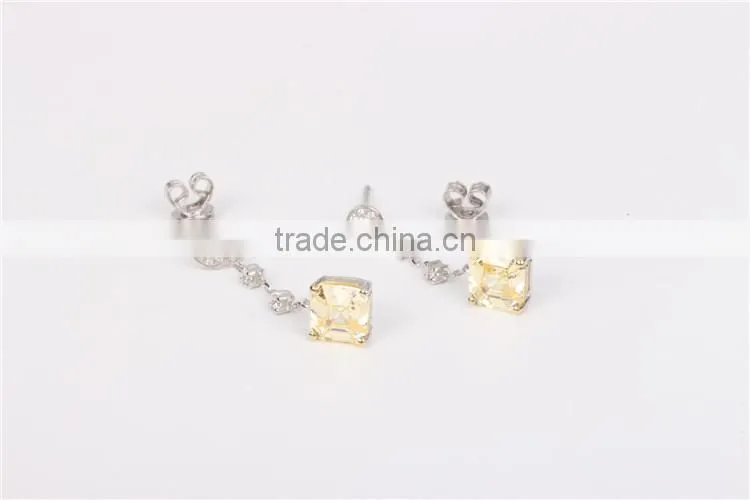 925 sterling silver ladies earrings designs yellow crystal jewelry