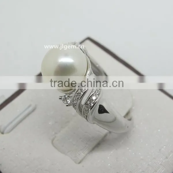 925 Sterling Silver Pearl Main Gem & AAA CZ Fashion silver Ring