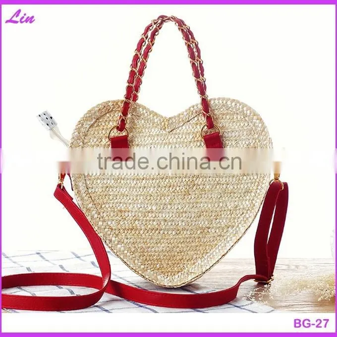Ladies fashion beige summer natural straw bag