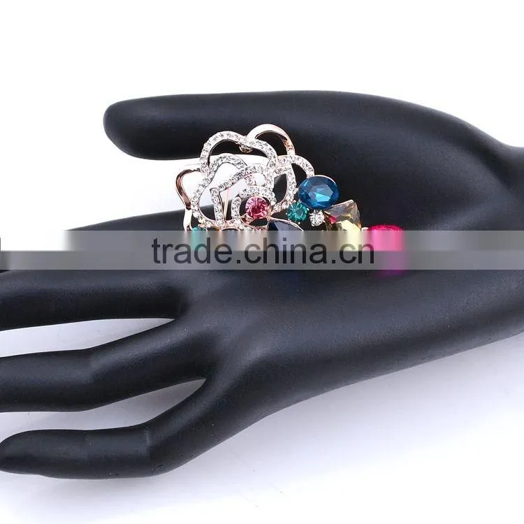 Colorful Fashion Jewelry Rhinestone Brooch Flower With Pin
