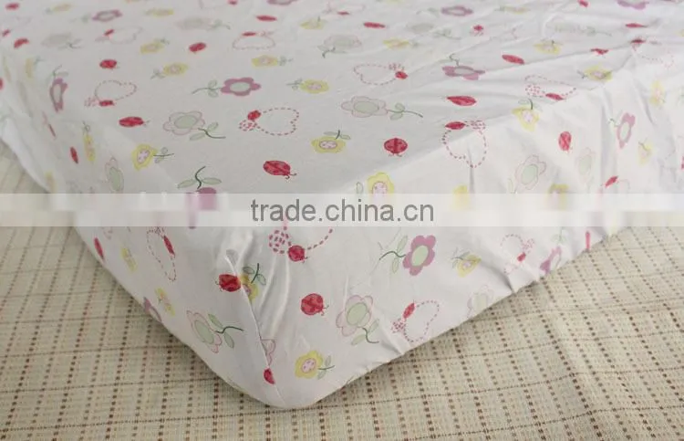 100% cotton printed baby crib fitted sheet
