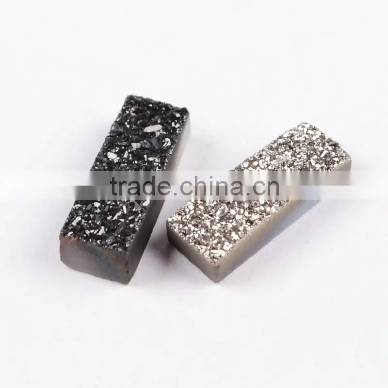 Small grain rectangle flat agate druzy bar cabochon semi-precious gemstone for jewelry