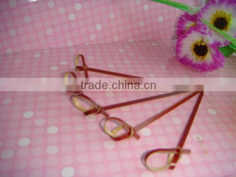 120mm natual green-yellow bamboo heart shape food picks