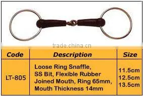 Loose Ring Snaffle, SS Bit, Flexible Rubber Joined Mouth