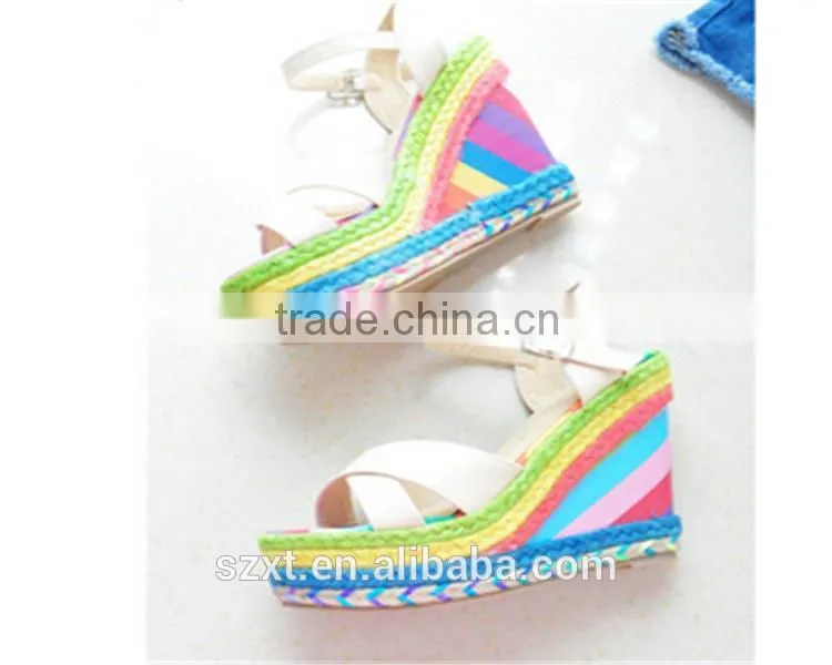 hidden wedge heel casual shoes shoes factory china European women wedge sandals