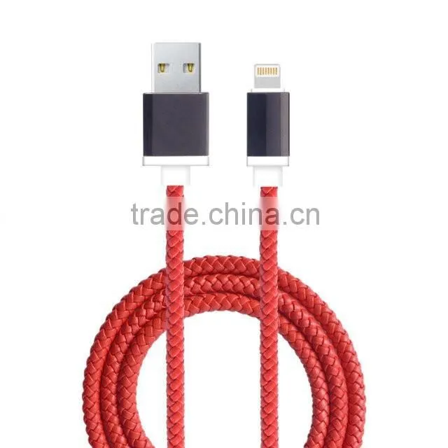 Fast Charge 8 Pin PU leather usb mfi cable for iphone 6 usb cable for iPhone 6 MFi Cable