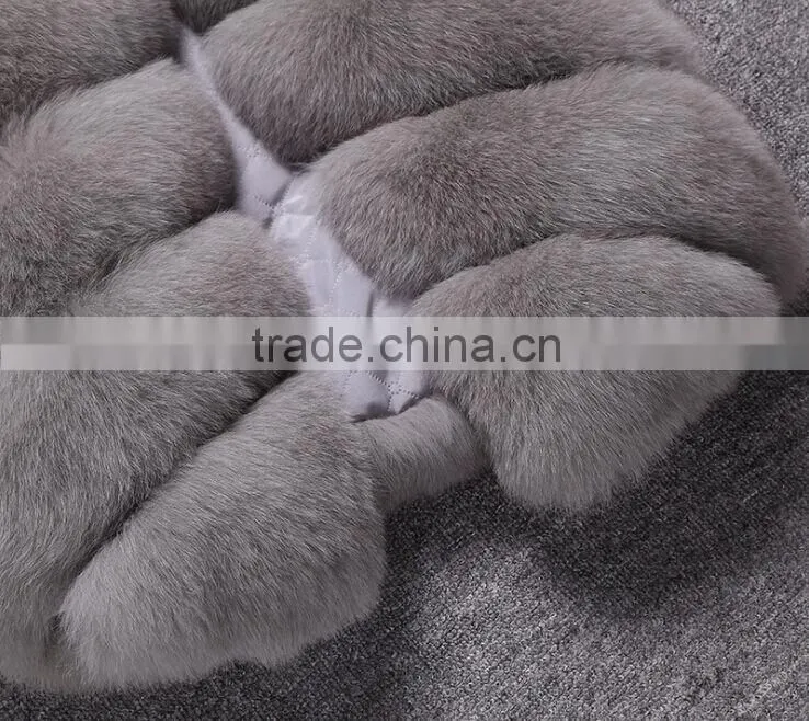Unique design fashion knitted short fox fur vest with price