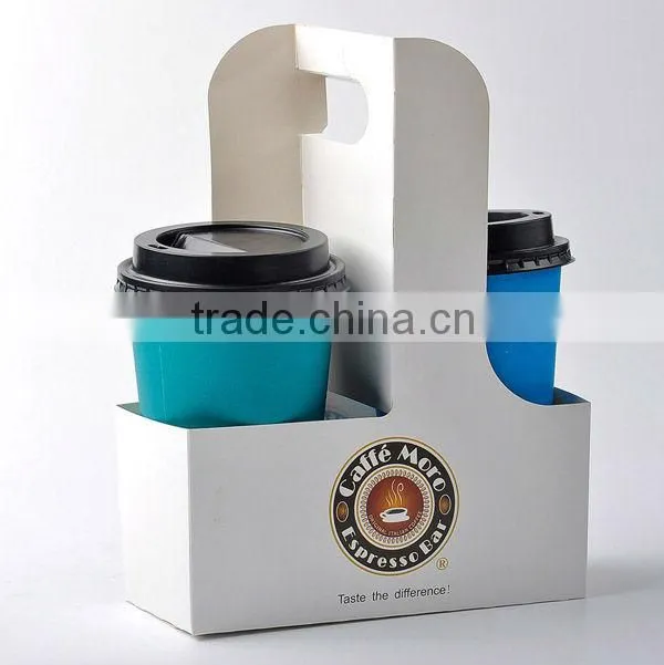 Printed take away coffee cup carriers with handle