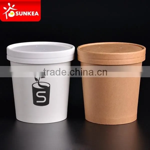 Paper disposable hot soups cups, salads food tubs