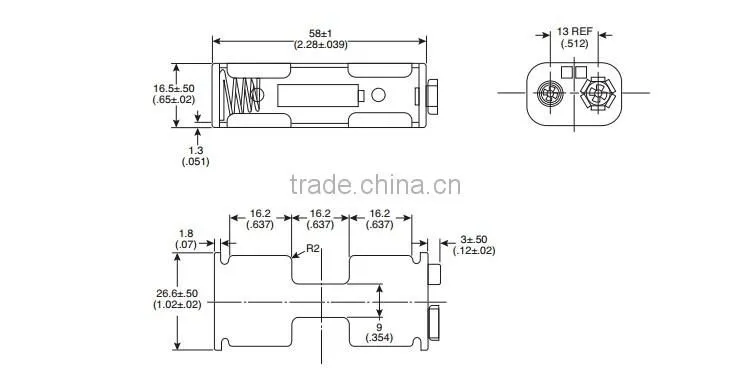 BH322B battery holder ,2 AA Battery Holder with Snaps, AA battery holder