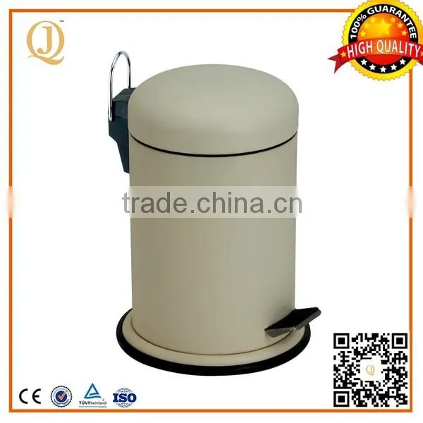 yellow painted metal trash bin/pedal trash bin 40L with flat lid