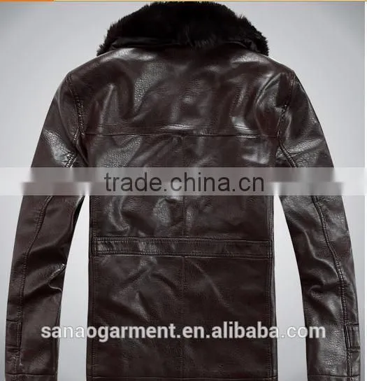 Business casual lapel with collars leather jacket for men wholesale