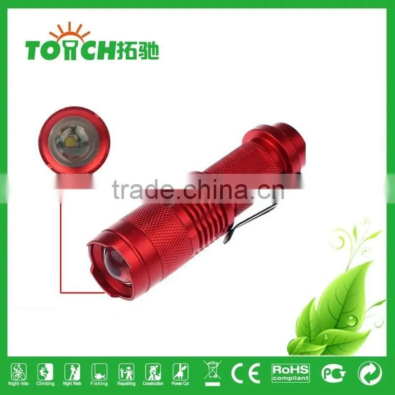 zoomable mini gift light hi-power pocket flashlight cre e XPE colorful emergency flashlight for outdoor hiking