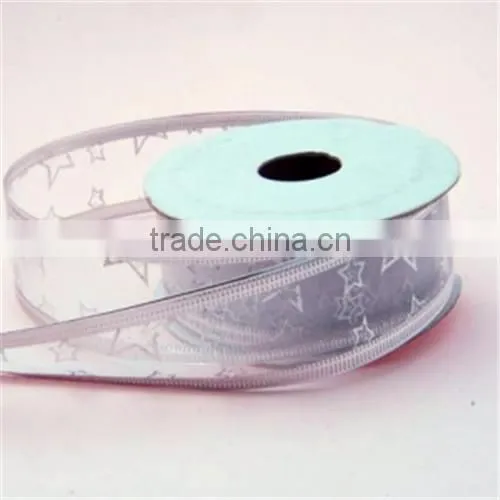 Golden Edge Polyester/Nylon Organza Ribbon