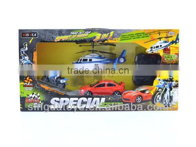 Popular RC Helicopter + RC Car + RC Motorcycle 3 in 1