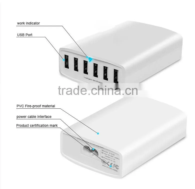 Dual 6 USB charger for mobile phone,ipad