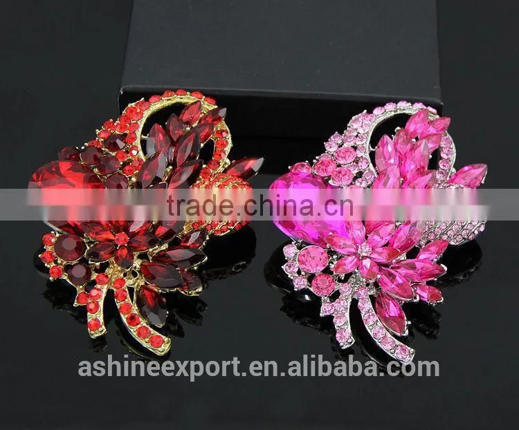 Bright bridal bulk crystal rhinestone flower brooch/handmade rhinestone brooch
