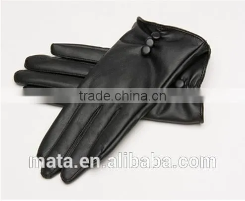 Hot Selling Outdoor Winter Warm PU Leather Touch Screen Gloves For Ladies