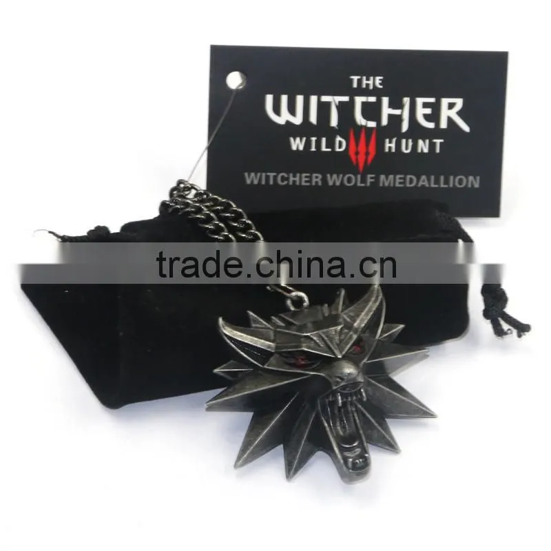 New Arrival Melone Retro The Witcher 3 Necklace With Red Eye Wolf Head Pendant