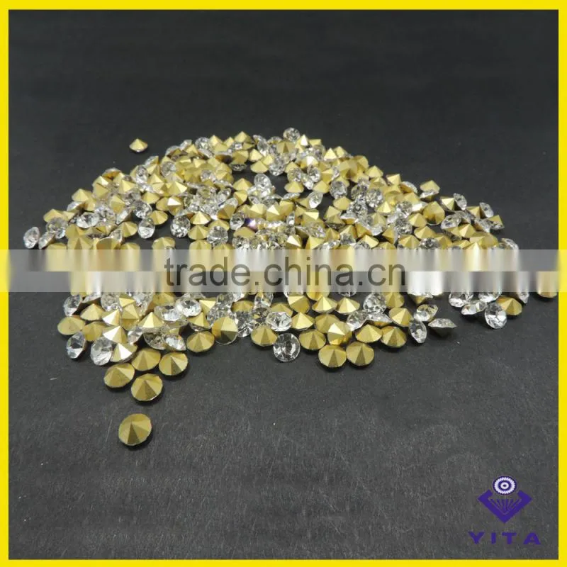 Big size white machine cut glass chaton crystal point back rhinestone for jewelry