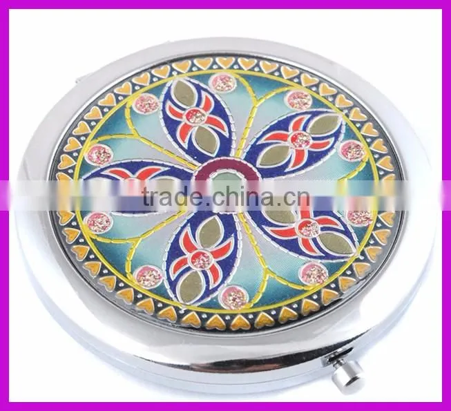 Imitation gold butterfly pattern mini carry folding mirror with logo