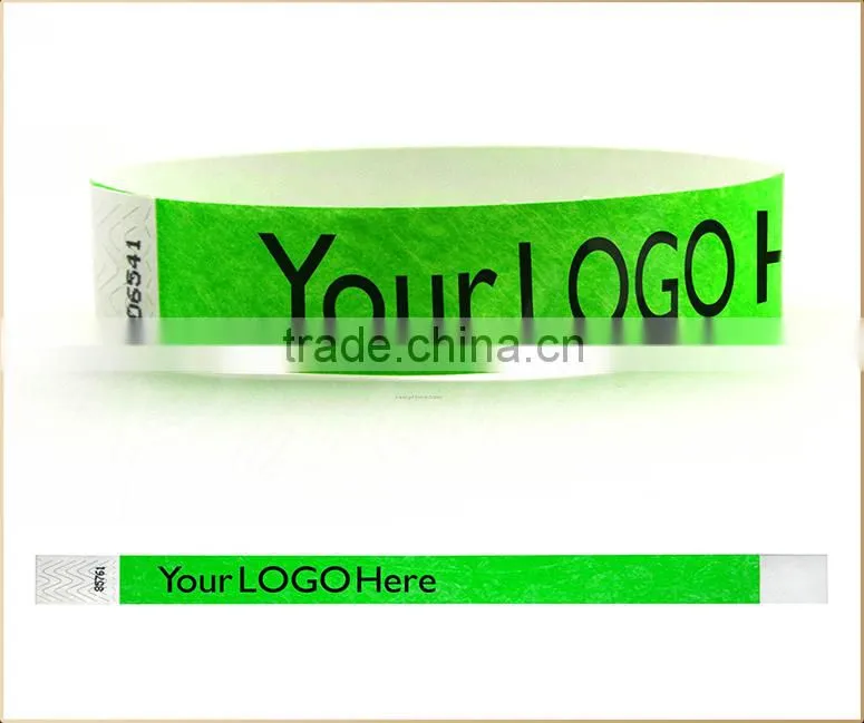 Self adhesive door entry tyvek paper wristbands bracelets