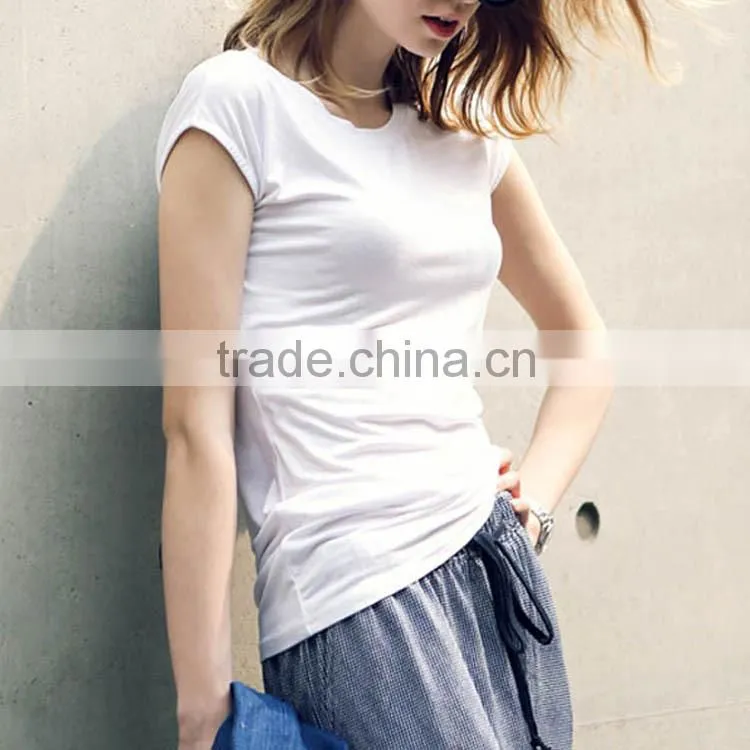 Solid Dri Fit Color Women Blank short sleeve cotton t shirt