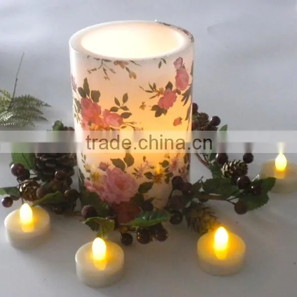 Multisize battery operated plastic flameless ivory glitter led candles