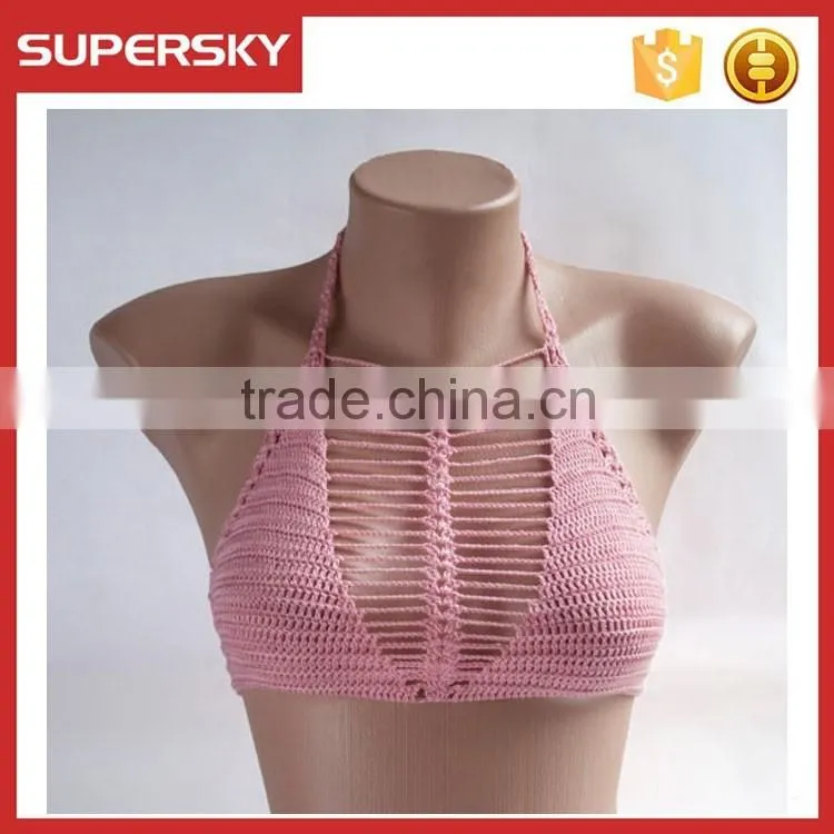 C628 New ladies hand crochet bikini top