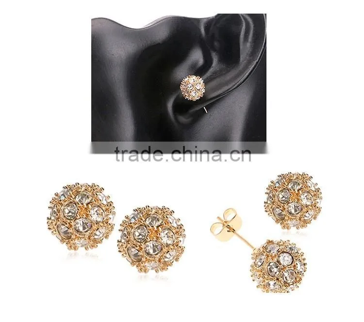 Woman Gold Plated 18k Ball Stud Earrings Jewelry Fashion