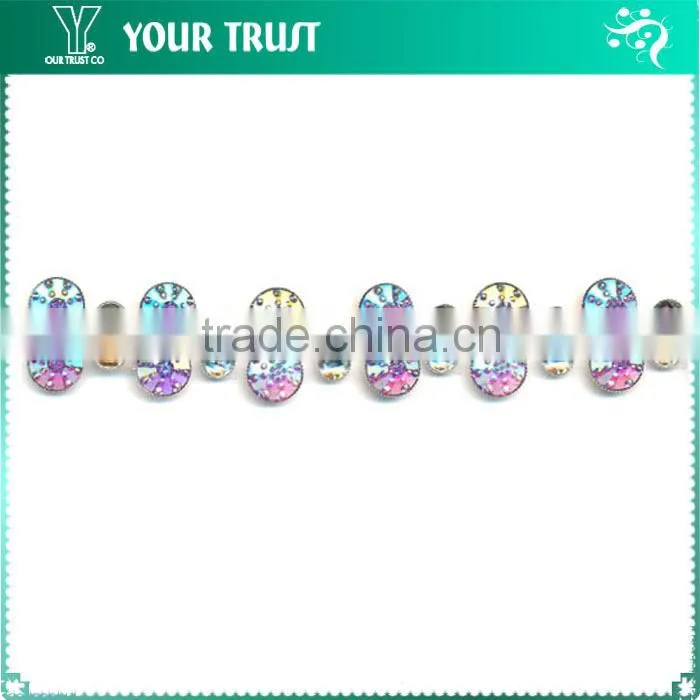 Wedding Bridal Dress 1.3CM AB Round Resin 3MM Crystal RhinestoneTrimming