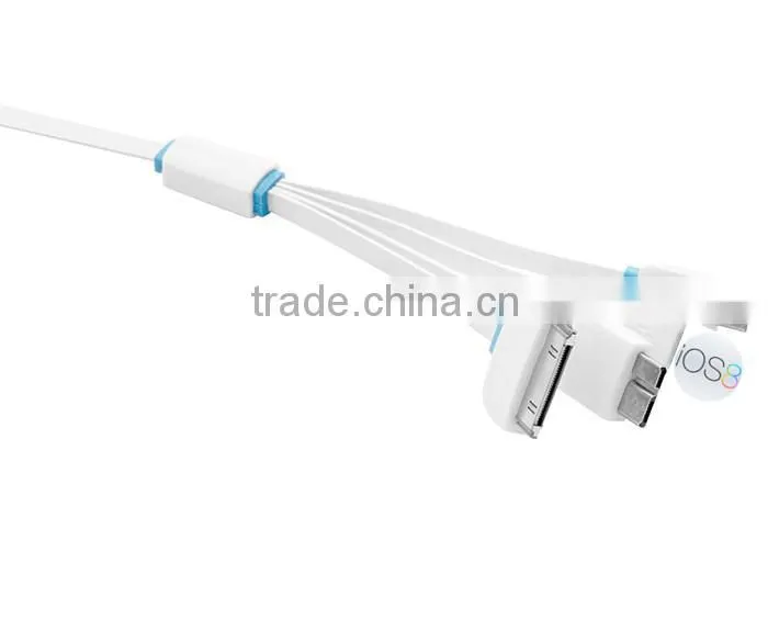 Custom Logo 4 in 1 Multifunctional USB Charger Cable for Iphone4/iphone 6/Samsung Galaxy/Android Smartphone