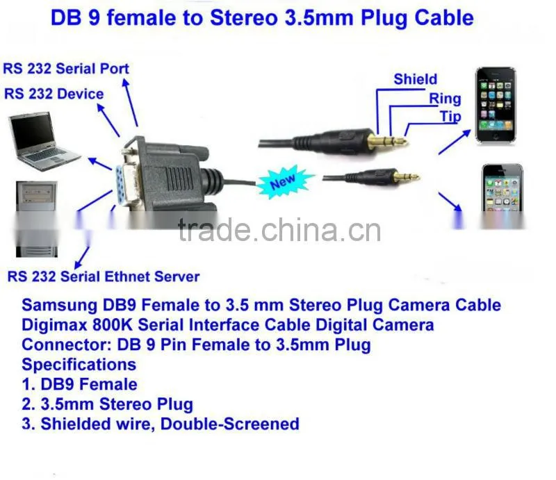 RS232 DB9-F TO 3.5MM SERIAL DATA CABLE FOR PROGRAMMING