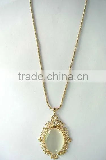Long Cat's Eye Stone Drop Necklace for women