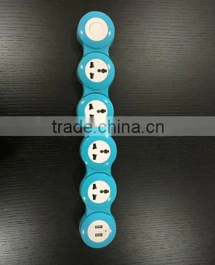 360 degree Flexible European plug multi way extension socket bending pivoting power strip