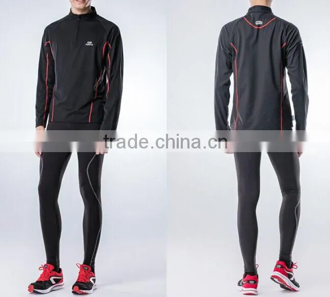 Mens Spring Autumn Long Sleeve Ruuning shirt Black