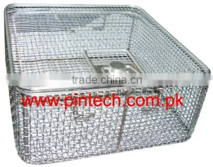Small Medical Storage Wire Basket WITH REMOVABLE LIDS