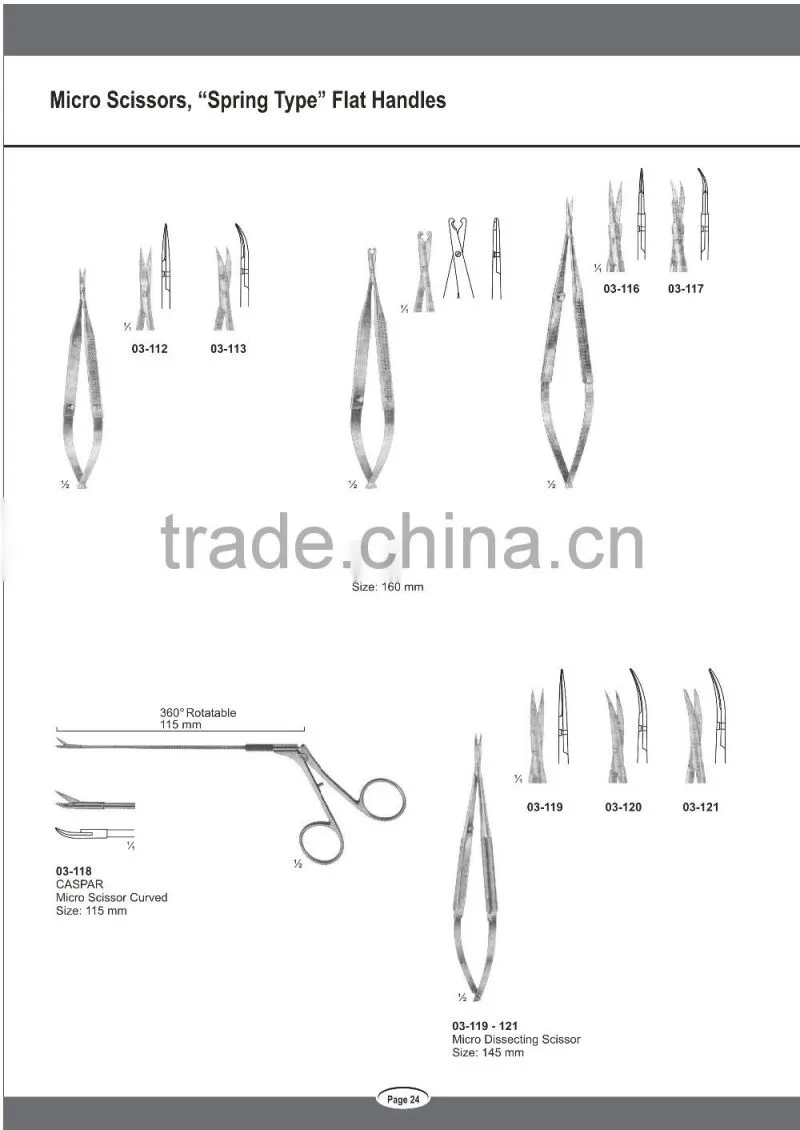 Surgical Micro BIEMER Vein VANNAS Dissecting Curved Scissors Spring Type Flat Handles