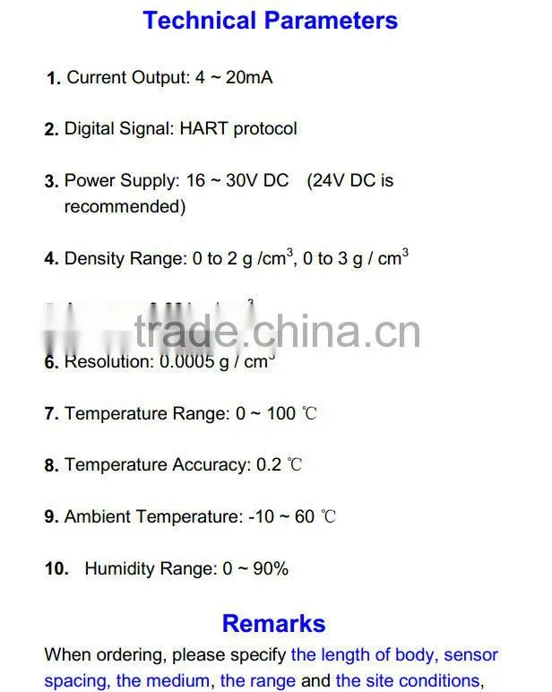 Smart MD-3051 online density meter with ISO9001:2000 in the softdrink industry with 4-20mA