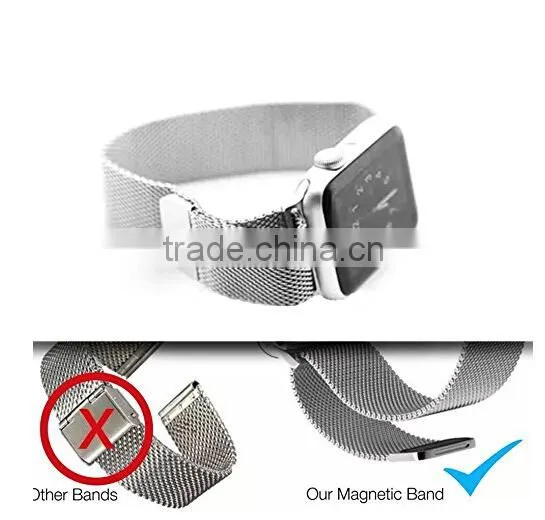 Milanese Loop Strap Magnet Lock Band Woven Mesh Adjustable Bracelet Mesh Metal Replacement Strap For Apple Watch & Sport