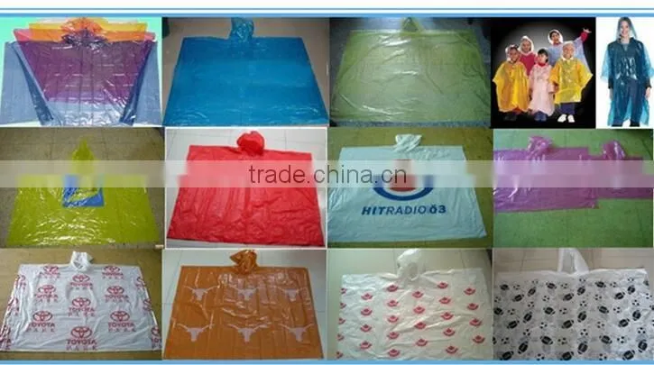 High Quality Promotional Logo printed PE Disposable Clear Rain Poncho ZDS2029