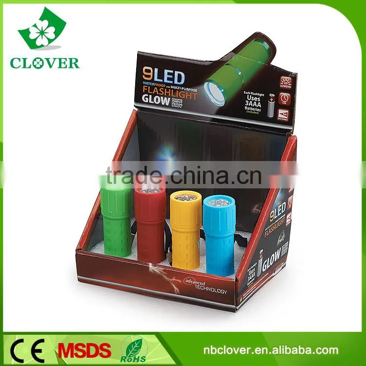 3*AAA battery ABS material 9 LED plastic led torch flashlight