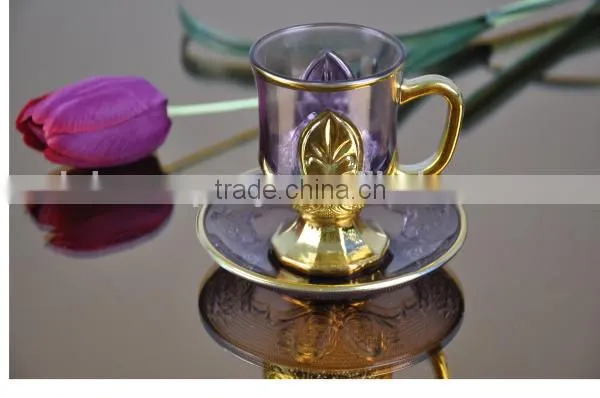 2016 China Manufacturer Golden plated coffee cup and saucer set