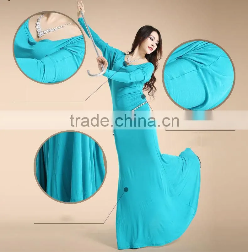 2014 Wuchieal Wholesale Comfortable Modal Belly Dance Dress Costume for Practice in Winter and Autumn